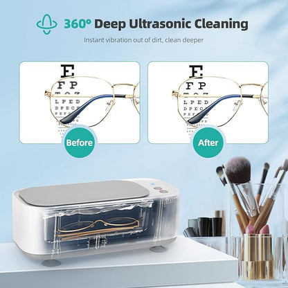 Weigudoc 300 ml Ultrasonic Cleaner, 45000 Hz Ultrasonic Cleaner, 3-time Mode Ultrasonic Cleaner, Suitable for Glasses, Jewellery, Watches, Dentures, etc.