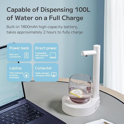 Desktop Water Dispenser, Portable Water Bottle Dispenser Pump for 5 Gallon Bottle, Bedside Table Smart Water Pump USB Charging
