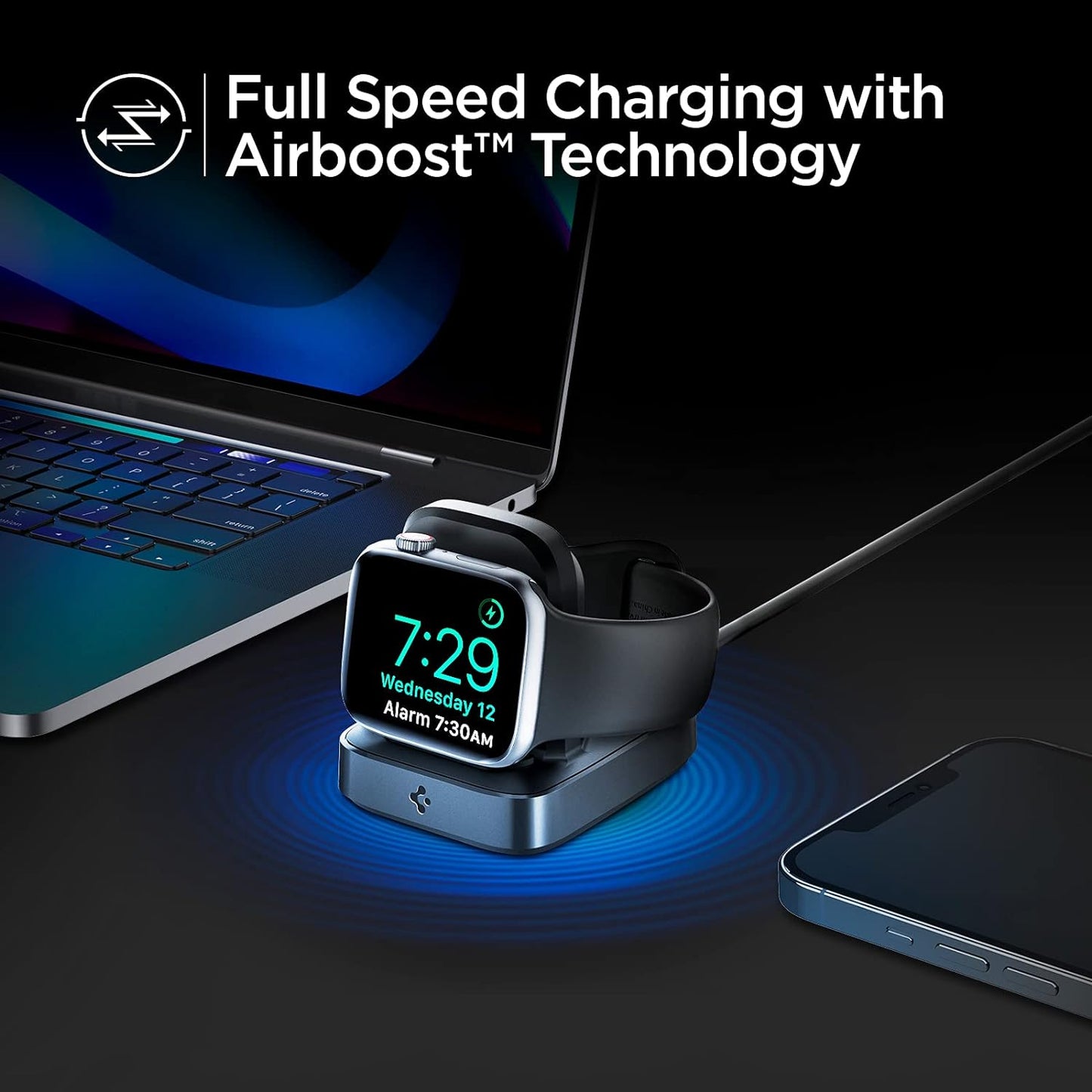 Spigen PF2002 Apple Watch USB Charger Compatible for All Apple Watch Series – Black (Open Box)