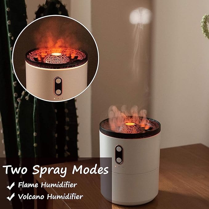 ORLOV Volcano Flame Aromatic Diffuser - Electric Aromatherapy Humidifier for Home, Office, and Bedroom with Essential Oil Diffusion, 2 Mist Modes, 3 Timer Settings & Auto Shut-Off
