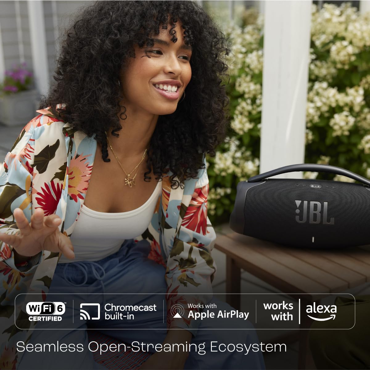 JBL Boombox 3 Wi-Fi, Wireless Portable Bluetooth Speaker, 24H Playtime, Deepest Bass, Built-in Powerbank, Wi-Fi with AirPlay, Alexa Multi-Room, Chromecast…