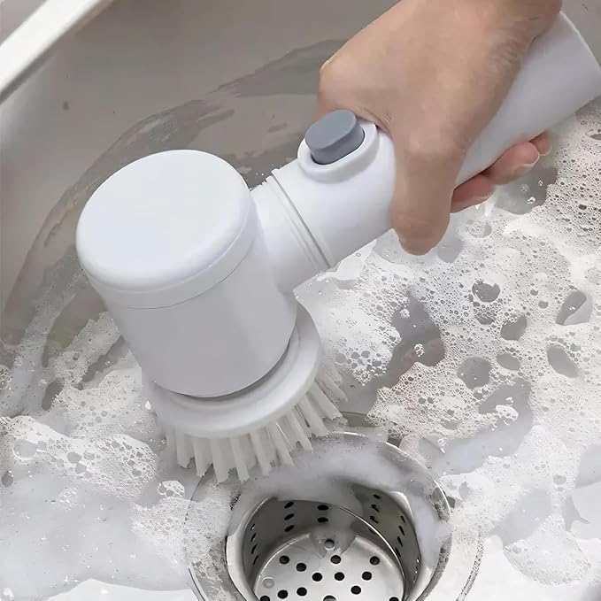 Portable Cordless Rechargeable 5 in 1 Rotating Electric Cleaning Brush Multifunctional General Cleaning Brush for Kitchen Bathroom Car