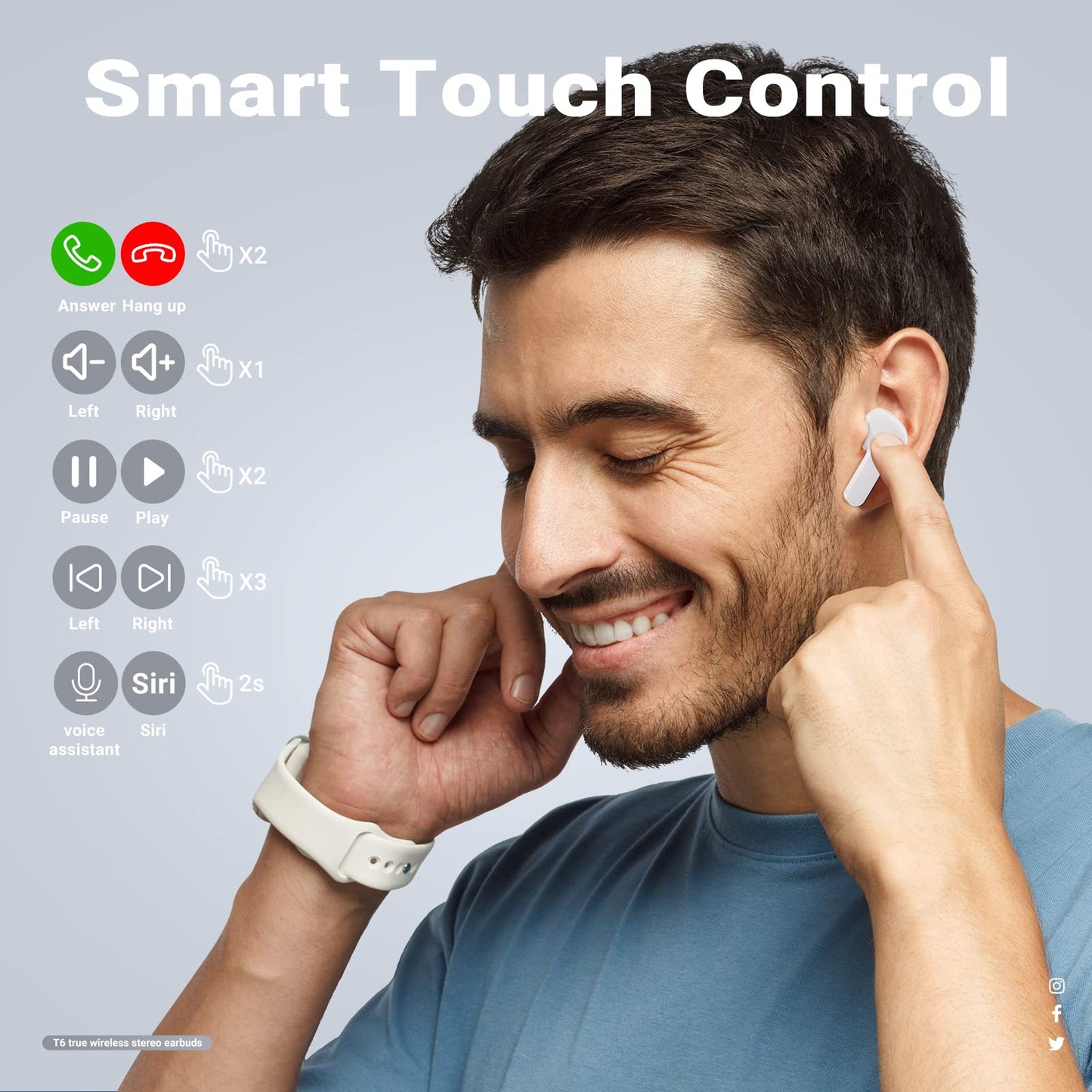 ACEFAST Wireless Earbuds, Bluetooth Headphones with ENC Noise Canceling
