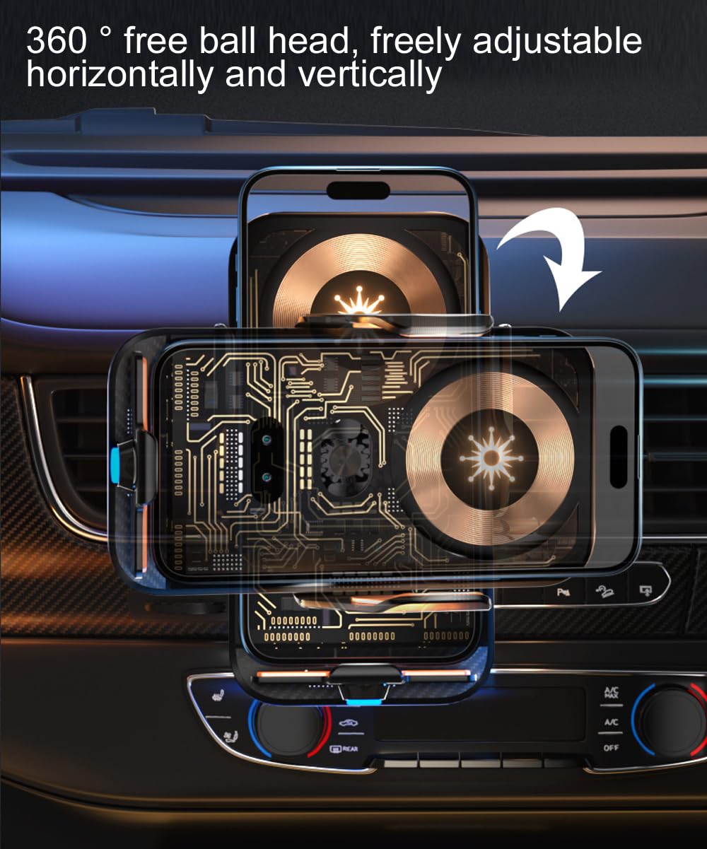15W Transparent Smart Sensor Car Wireless Charger,Auto-Clamping
