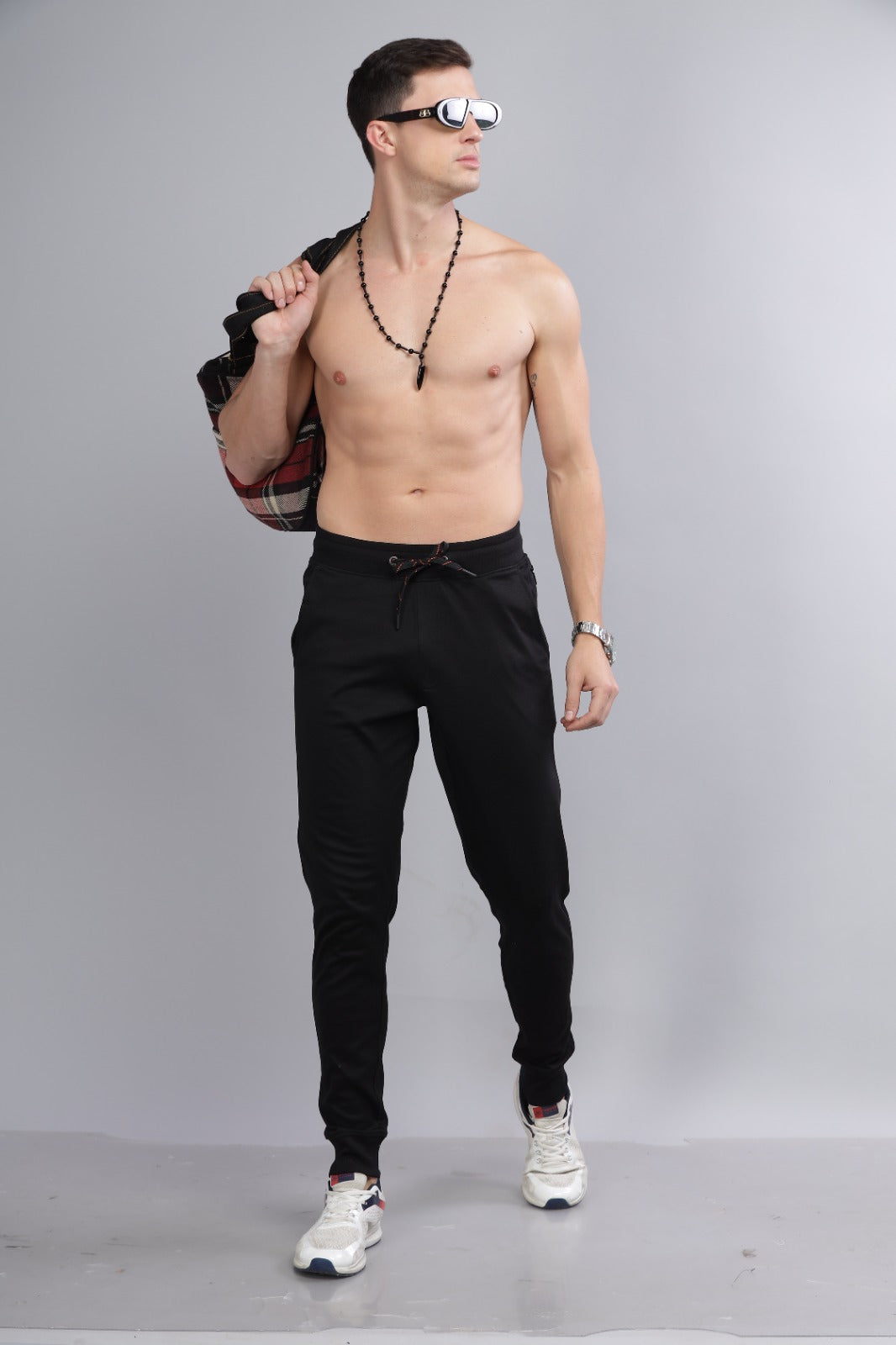Suburbans Men’s Cotton Joggers, Premium Track Pants for Men, 100% Cotton Interlock Knit, Stretchable & Breathable, Elastic Waistband with Drawcord, Side Pockets with Zippers, Gym Running Jogging Pants