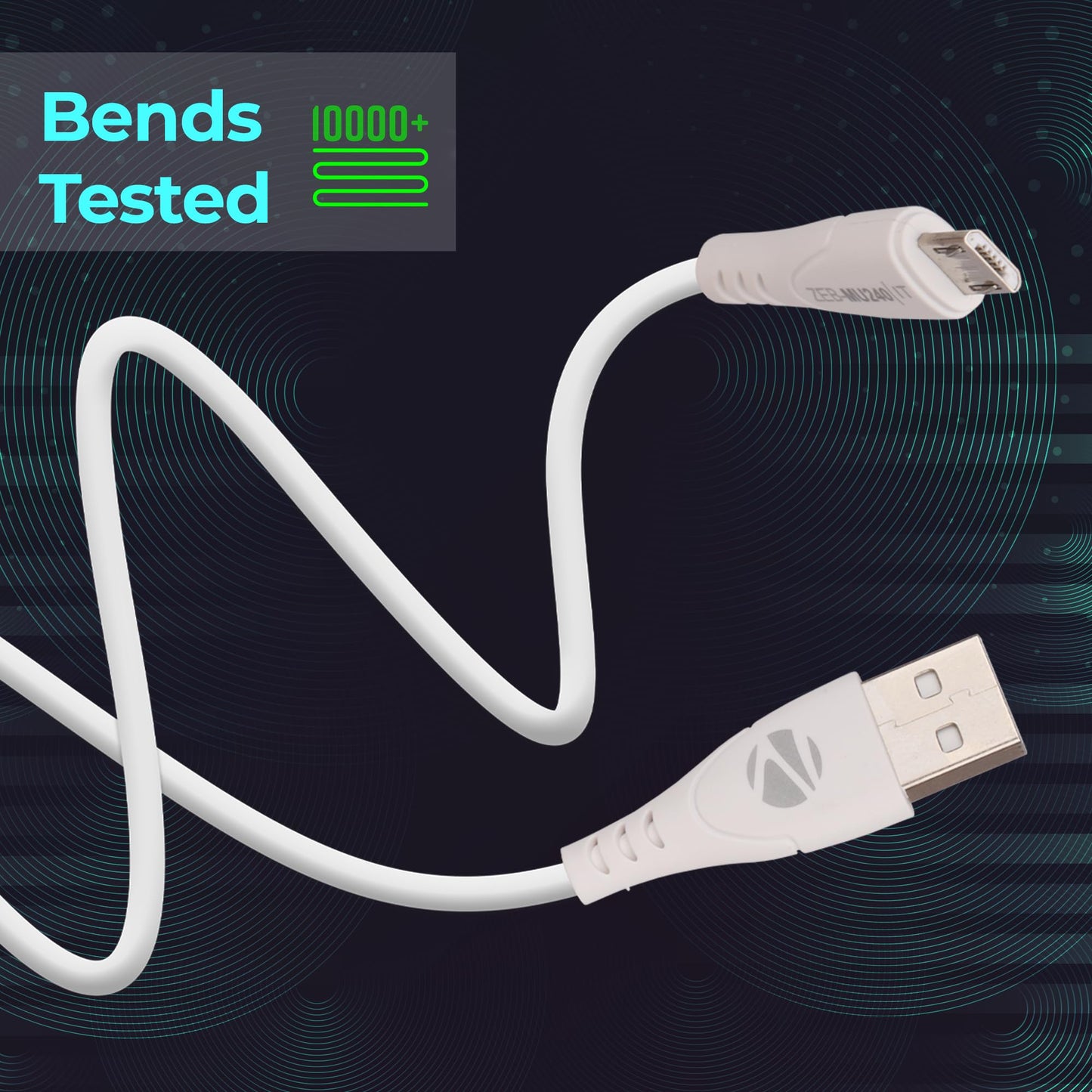 ZEBRONICS 1 m Micro USB Cable  ( White)