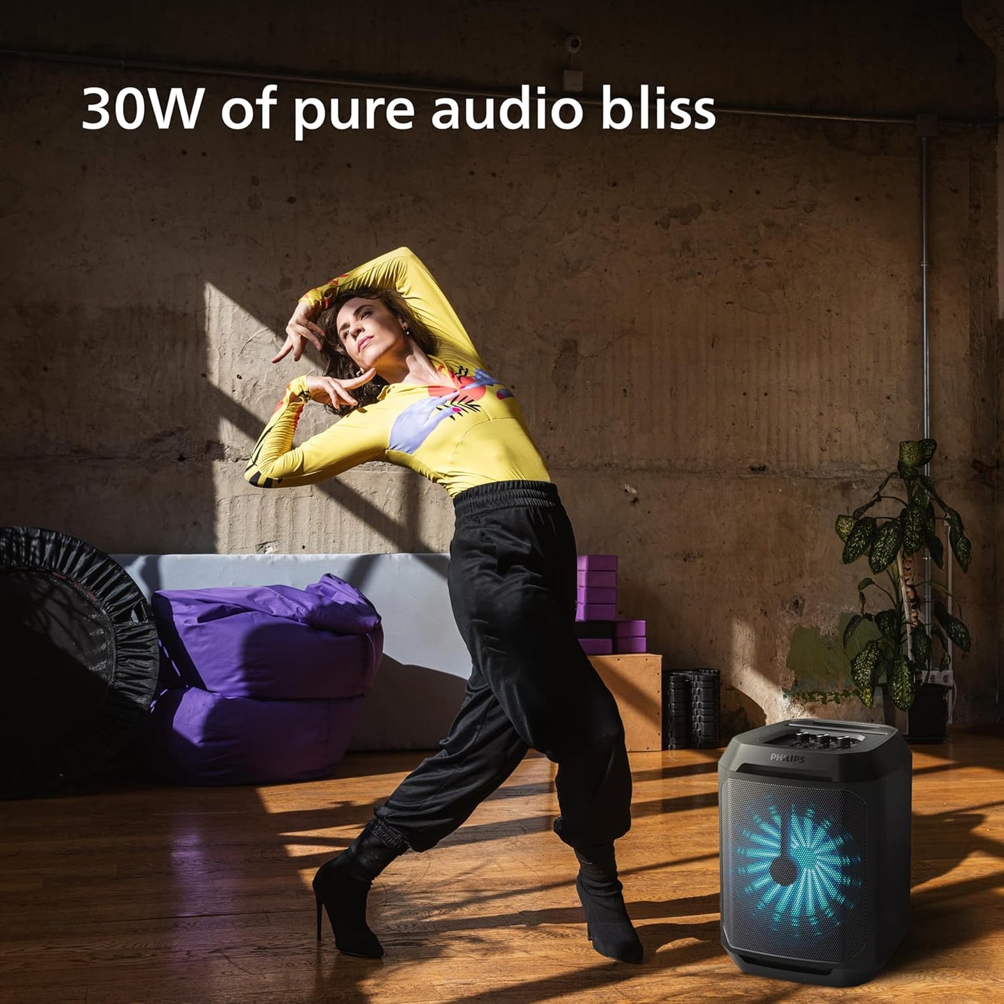 Philips New TAX2208 Bluetooth Party Speaker Dynamic Bass Boost, 3000mAh Battery Mic Input, Wireless Pairing