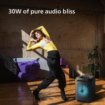 Philips New TAX2208 Bluetooth Party Speaker Dynamic Bass Boost, 3000mAh Battery Mic Input, Wireless Pairing