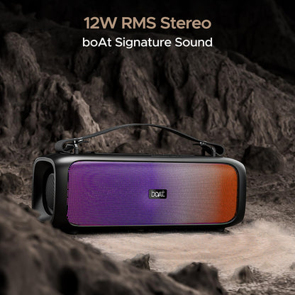 boAt Stone 580 Bluetooth Speaker with 12W RMS Stereo Sound, LED Lights, Up to 8 HRS Playtime, TWS Feature, FM Radio, Multi-