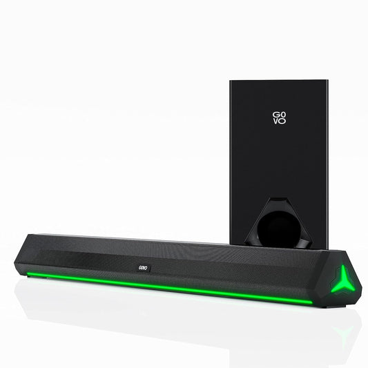 GOVO GOSURROUND 920 | 200W Bluetooth Soundbar, 2.1 Channel Home Theatre, 6.5″” Wireless Subwoofer, 1 Year Brand Warranty (Platinum Black)