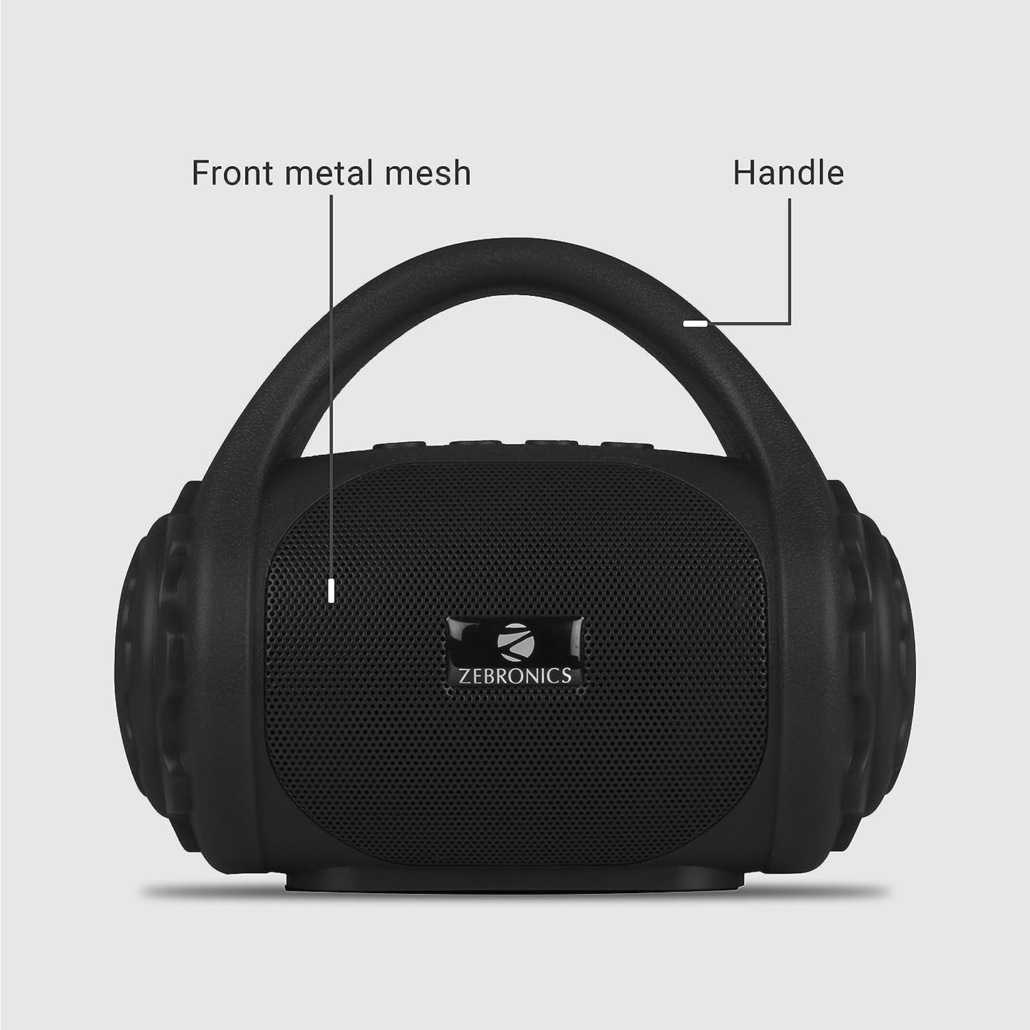 Zebronics ZEB-COUNTY 3W Wireless Bluetooth Portable Speaker With Supporting Carry Handle, USB, SD Card, AUX, FM & Call Function. (Black)