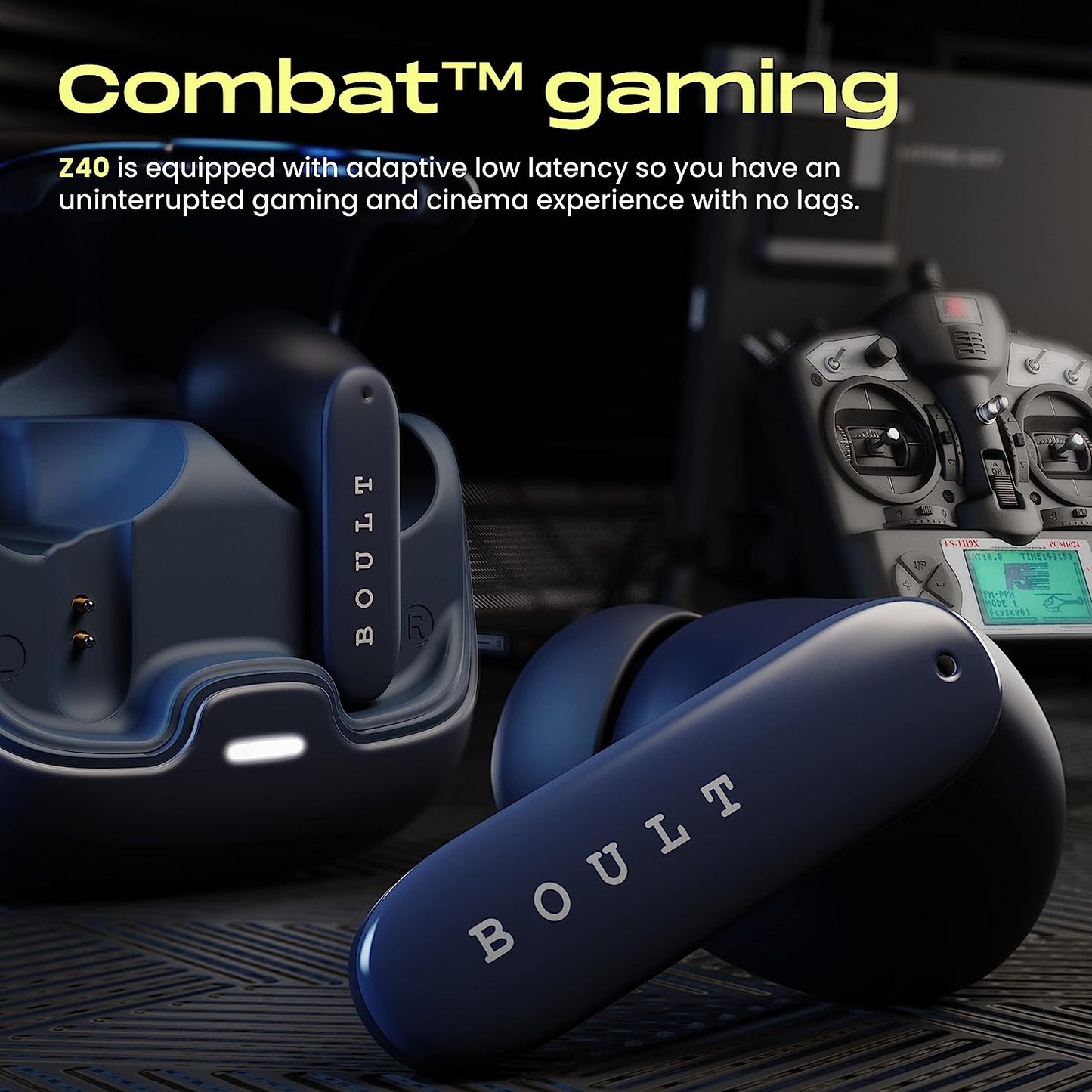 Boult Audio Z40 Pro Earbuds with 100H Battery, 4 Mic Clear Calling Low Latency, Premium Rubber Grip, 13mm Bass Drivers (Midnight)