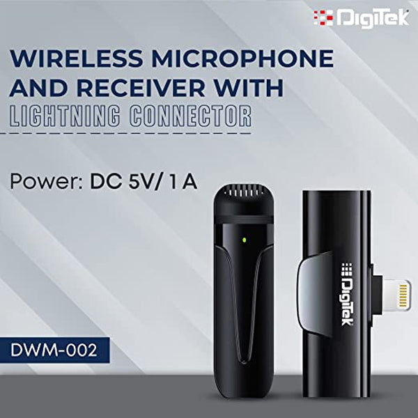 Digitek DWM-002 Wireless Microphone & Receiver with iPhone