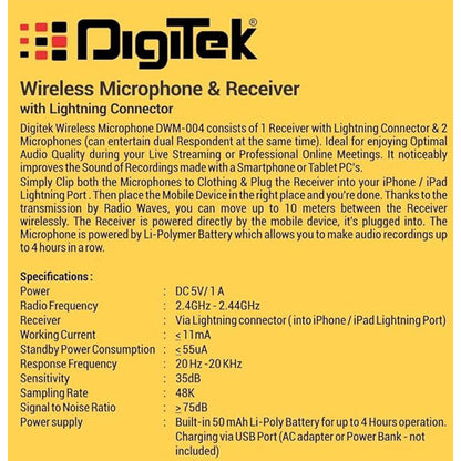 Digitek DWM-004 Wireless Microphone with Receiver Set