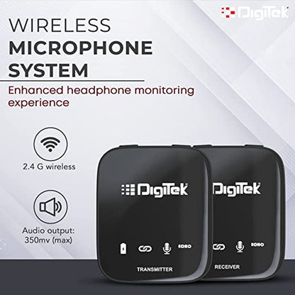 Digitek DWM-101 Wireless Microphone System for DSLR, Camcorder, Smartphone & Tablet