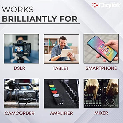 Digitek DWM-101 Wireless Microphone System for DSLR, Camcorder, Smartphone & Tablet