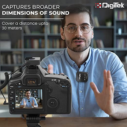 Digitek DWM-101 Wireless Microphone System for DSLR, Camcorder, Smartphone & Tablet
