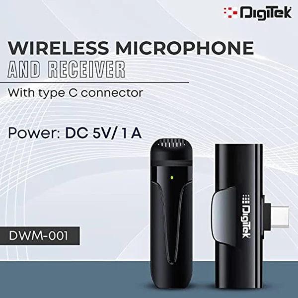 Digitek DWM-001 Wireless Microphone & Receiver with Type C