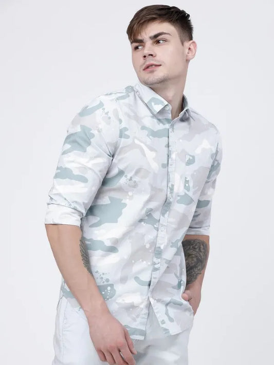 Suburbans Men Blue Printed Slim Fit Casual Shirts