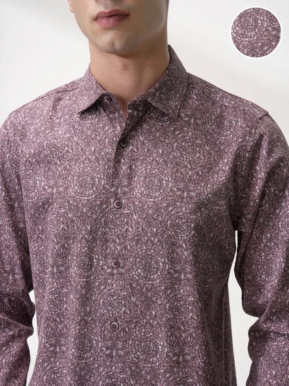 Suburbans Men Purple Printed Slim Fit Casual Shirt