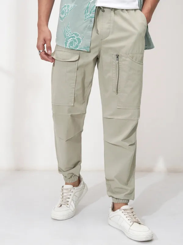 Suburbans Men Grey Solid Straight Fit Joggers