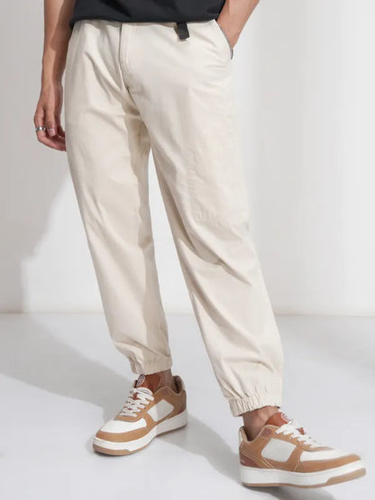 Suburbans  Men White Relaxed Fit Solid Cargos