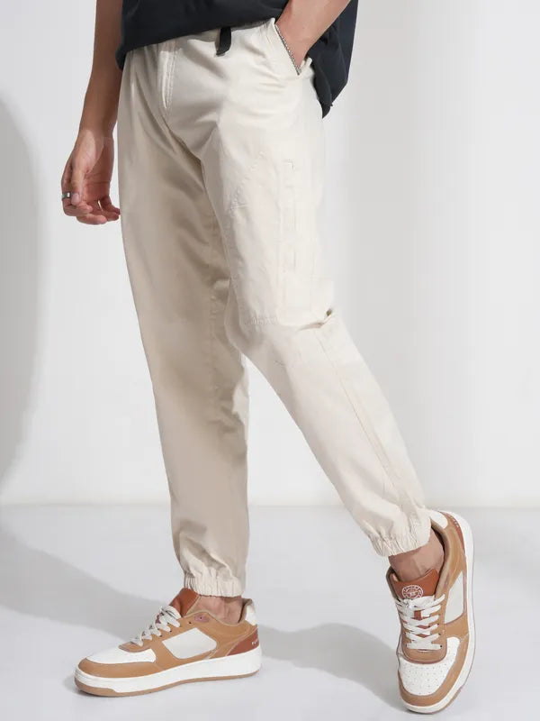 Suburbans  Men White Relaxed Fit Solid Cargos