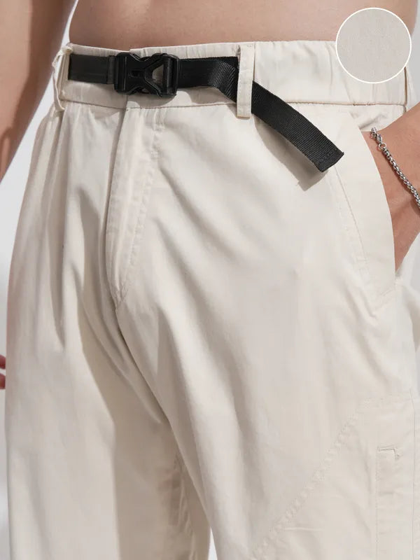 Suburbans  Men White Relaxed Fit Solid Cargos
