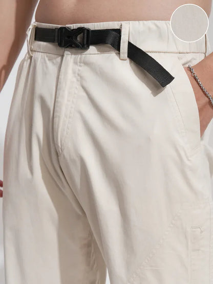 Suburbans  Men White Relaxed Fit Solid Cargos