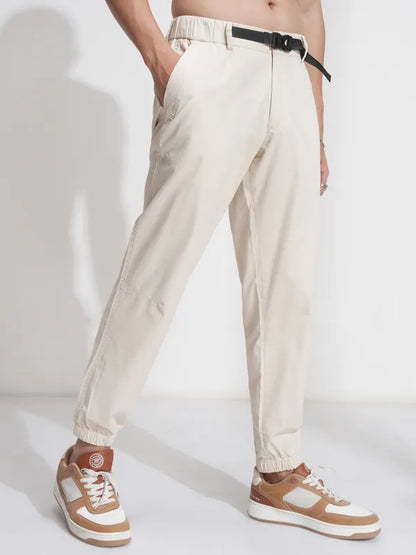 Suburbans  Men White Relaxed Fit Solid Cargos