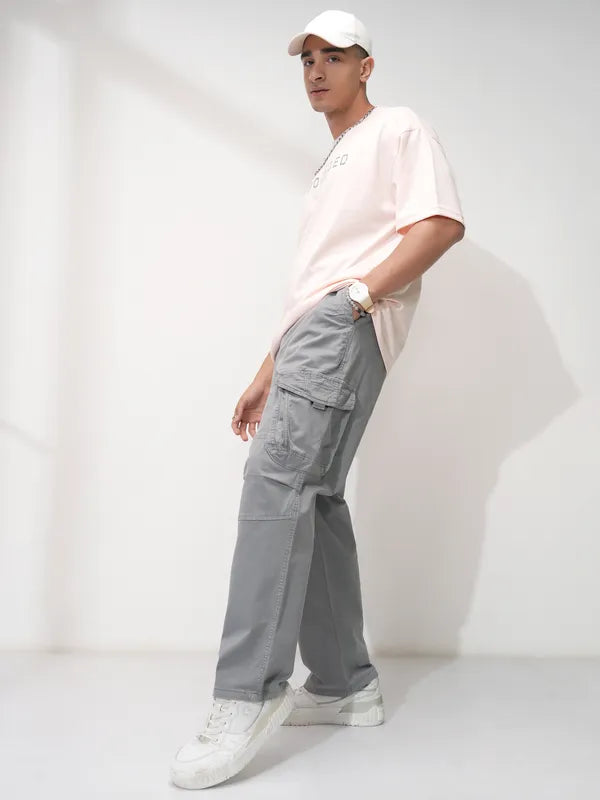 Suburbans  Men Grey Solid Loose Fit Cargos