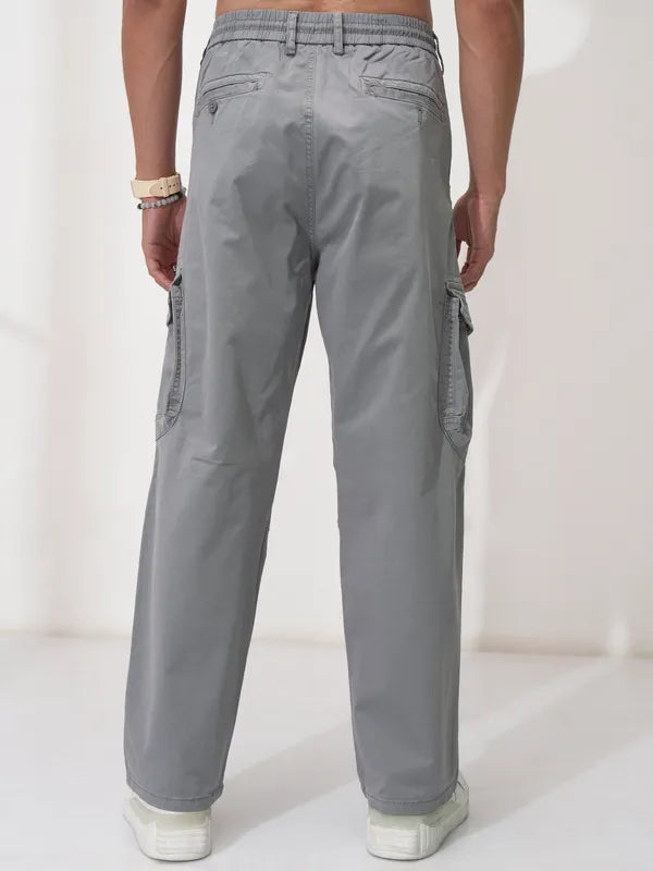 Suburbans  Men Grey Solid Loose Fit Cargos