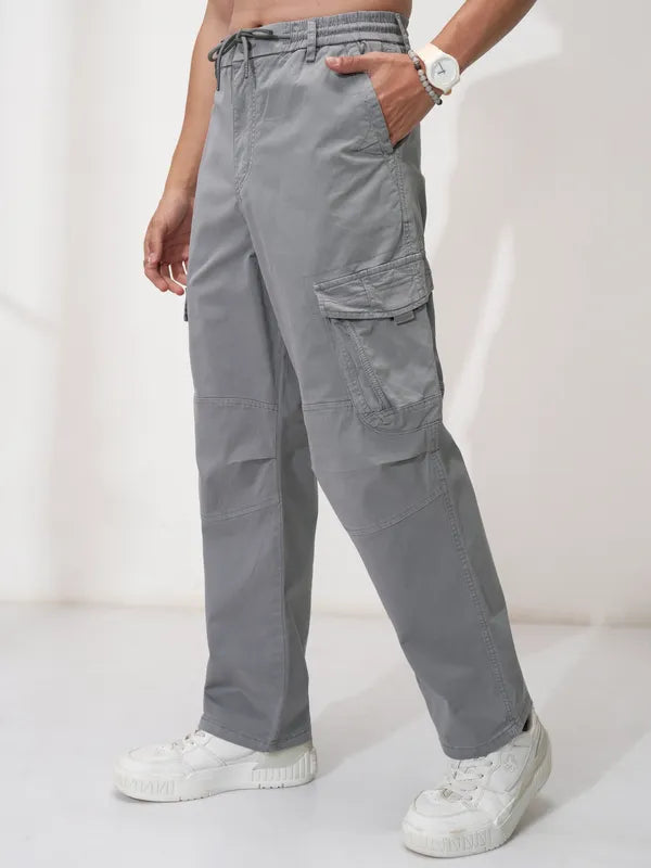 Suburbans  Men Grey Solid Loose Fit Cargos