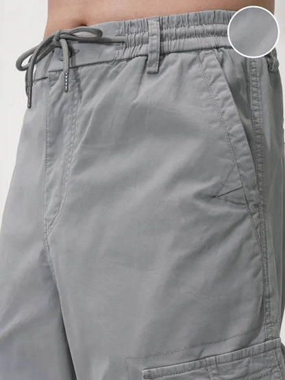 Suburbans  Men Grey Solid Loose Fit Cargos