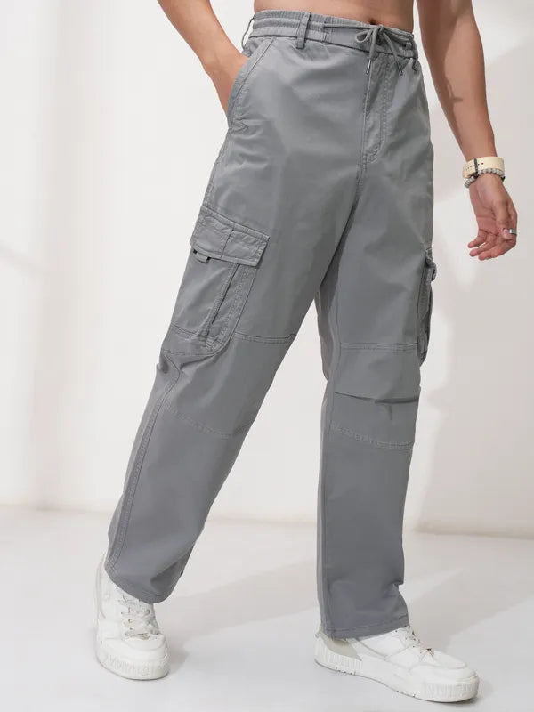 Suburbans  Men Grey Solid Loose Fit Cargos