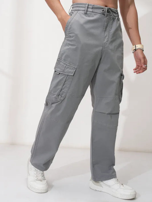 Suburbans  Men Grey Solid Loose Fit Cargos