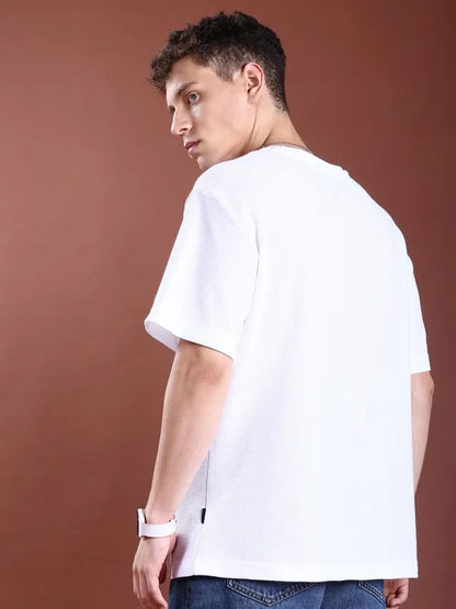 Suburbans Men White Solid Round Neck T-Shirts