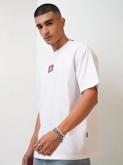 Highlander Men White Printed Round Neck T-Shirts
