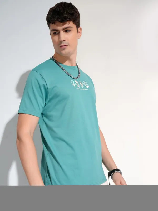 Suburbans Men Sage Printed Round Neck T-Shirt
