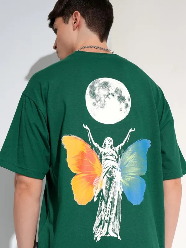 Suburbans  Men Green Printed Round Neck T-Shirt