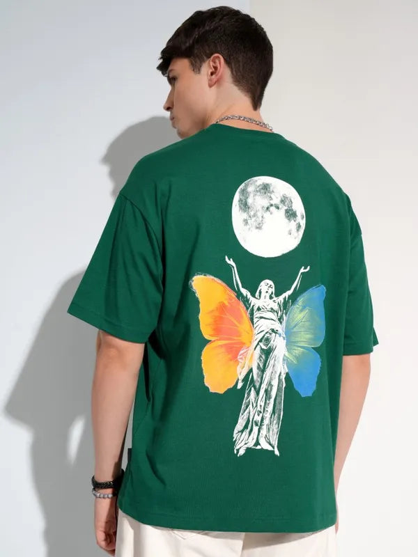 Suburbans  Men Green Printed Round Neck T-Shirt