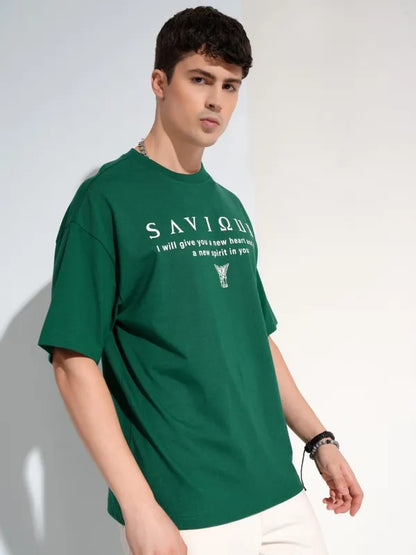 Suburbans  Men Green Printed Round Neck T-Shirt