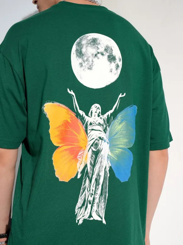 Suburbans  Men Green Printed Round Neck T-Shirt