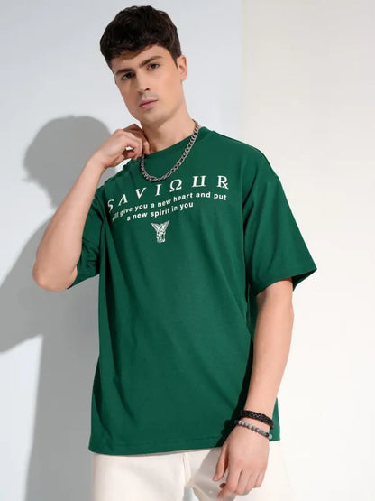 Suburbans  Men Green Printed Round Neck T-Shirt