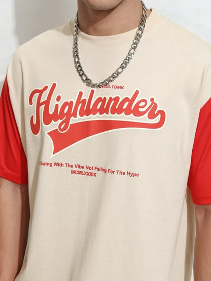Suburbans  Men Cream Printed Round Neck Relaxed Fit T-Shirt