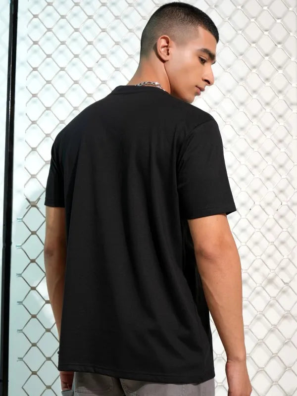 Suburbans Men Black Printed Round Neck T-Shirt