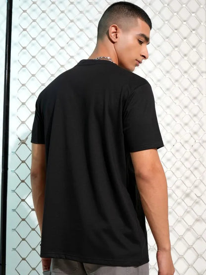 Suburbans Men Black Printed Round Neck T-Shirt