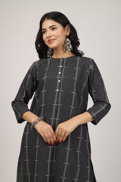 100% Cotton Black Kurta Pyjama Set