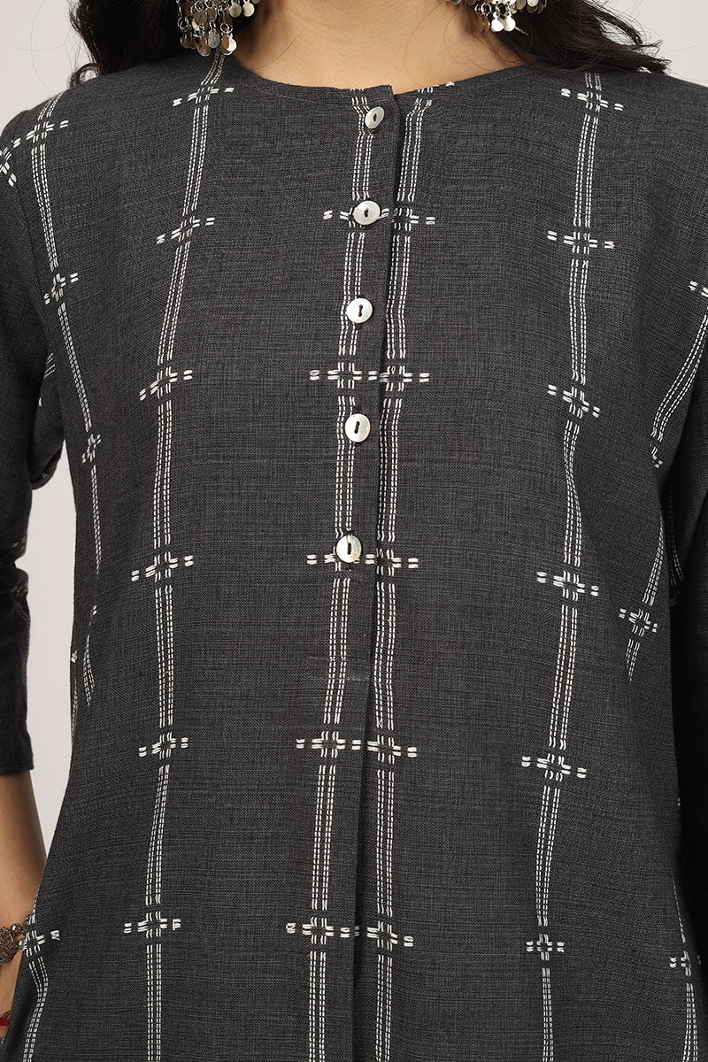 100% Cotton Black Kurta Pyjama Set