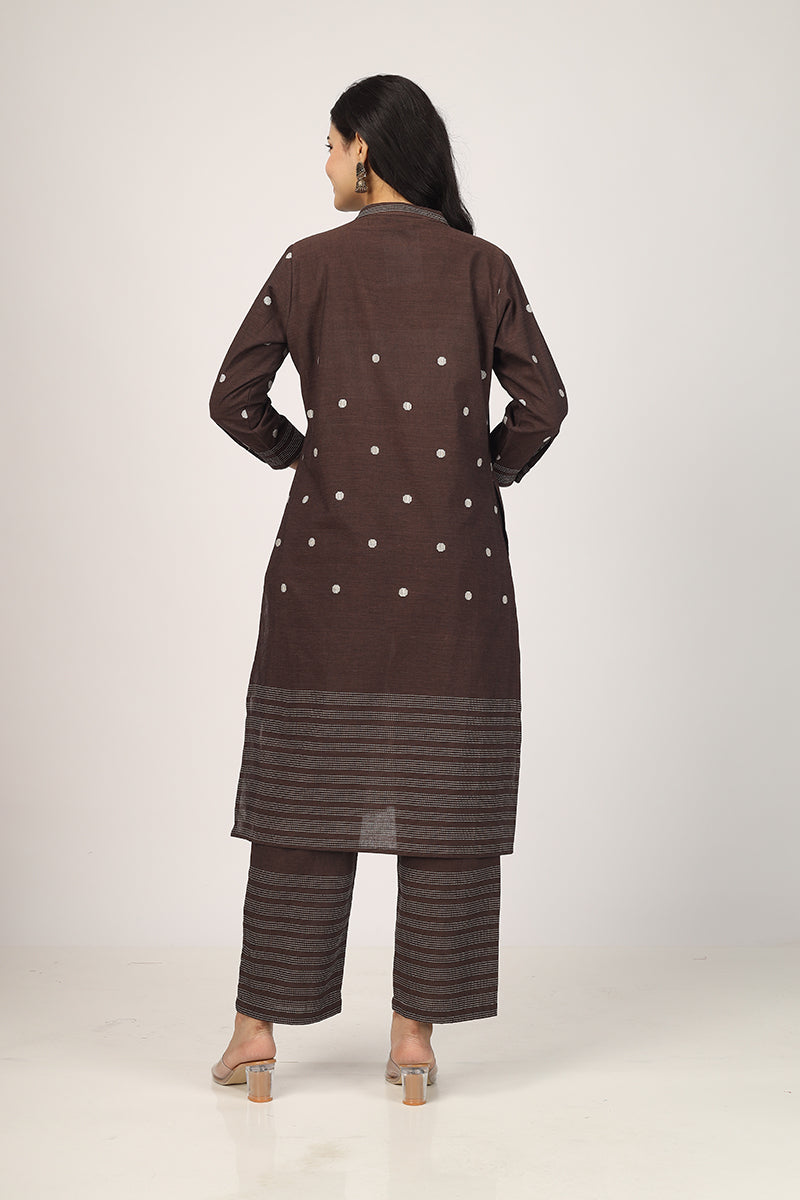 100% Cotton Brown Kurta Pyjama Set